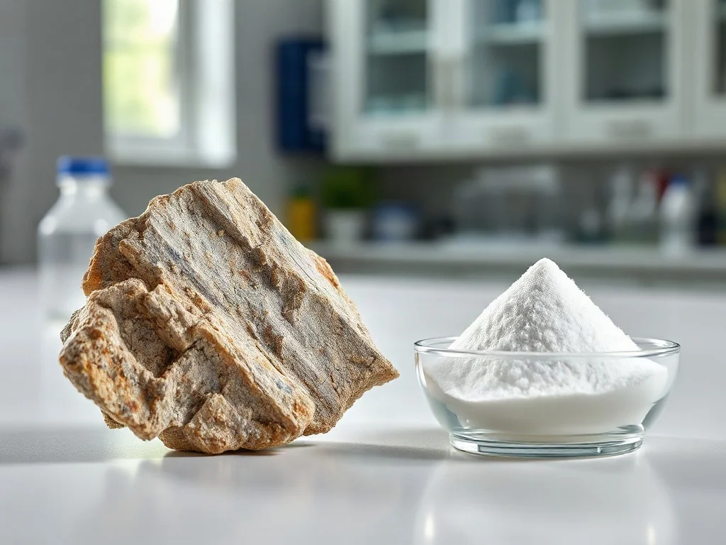 Porównanie naturalnej miki w formie płatka oraz syntetycznego proszku miki w warunkach laboratoryjnych.