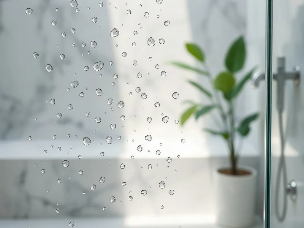 Nowoczesna, minimalistyczna łazienka z przeszkloną kabiną prysznicową, tworząca relaksującą atmosferę w stylu spa.